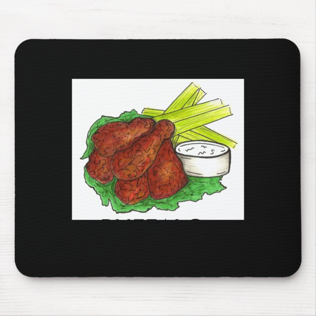 Tapis De Souris Buffalo Ny New York Hot Bbq Chicken Wings Celery  (Devant)