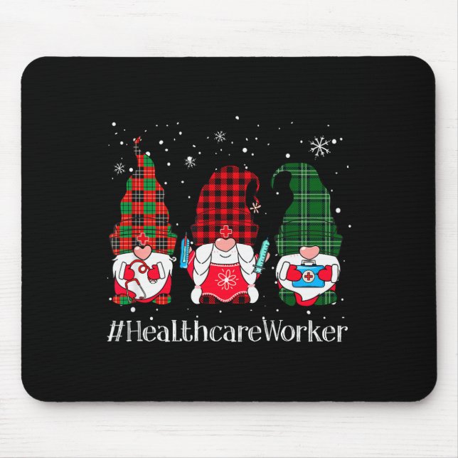 Tapis De Souris Buffalo Plaid Gnome Healthcare Worker Nurse Christ (Devant)