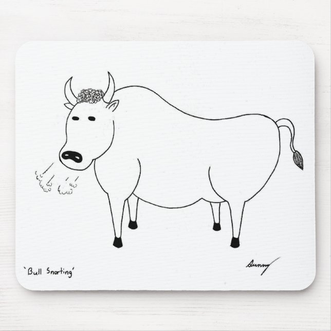 Tapis De Souris Bull Folk Art Mousepad (Devant)