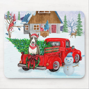 Tapis De Souris Bull Terrier chien dans la livraison de Noël Camio