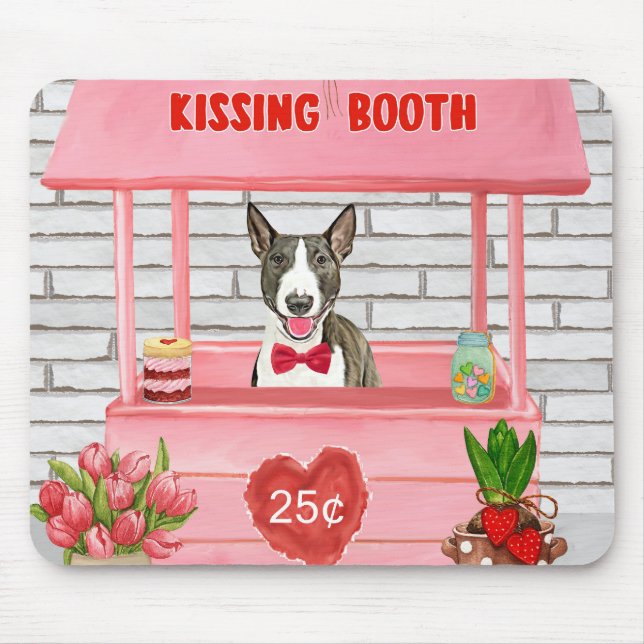Tapis De Souris Bull Terrier Chien Valentine's Day Kissing Booth (Devant)