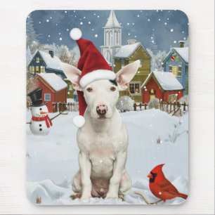 Tapis De Souris Bull Terrier Chien Winter Wonderland Noël Joie