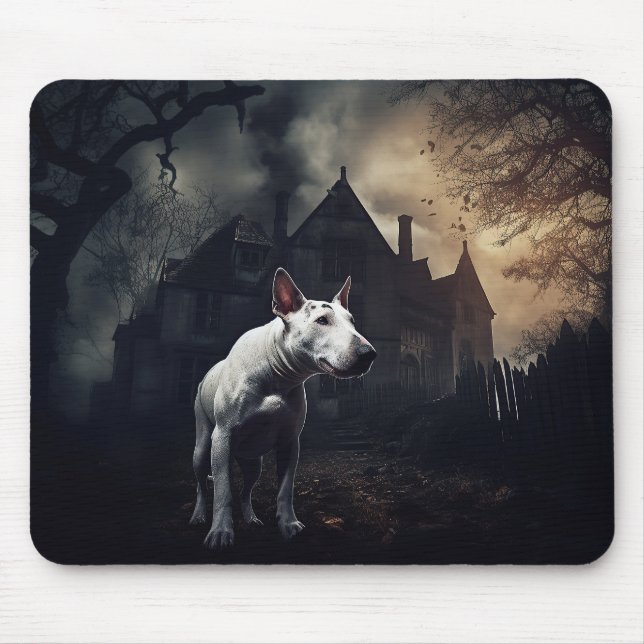 Tapis De Souris Bull Terrier Halloween Épouvantable (Devant)
