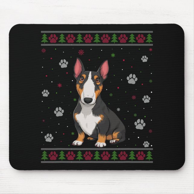 Tapis De Souris Bull Terrier Sweat de Noël Xmas Animal Chien (Devant)