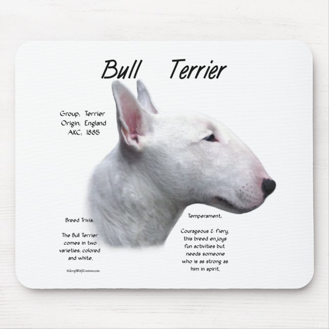 Tapis De Souris Bull Terrier (wht) Historique Conception (Devant)