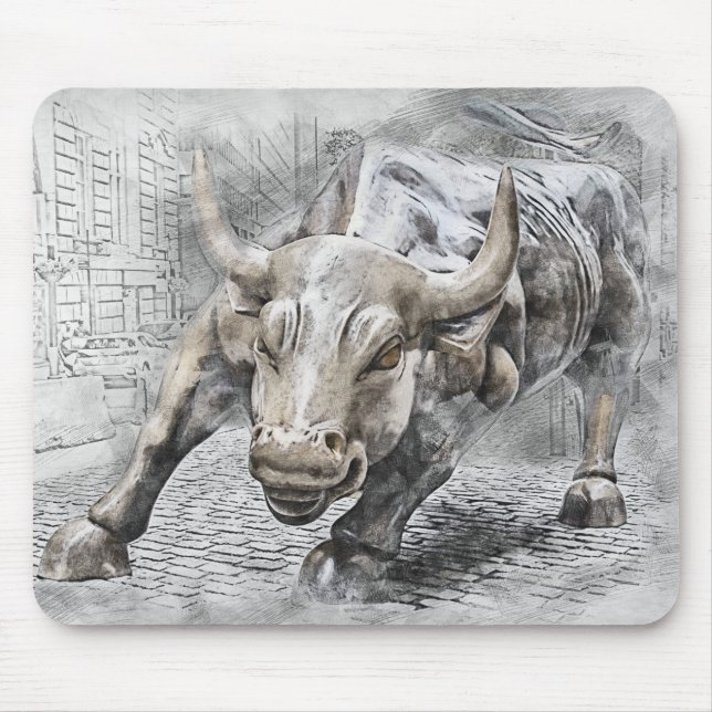 Tapis De Souris Bull Toro Marché Mercado Stock argent Dinero Or (Devant)