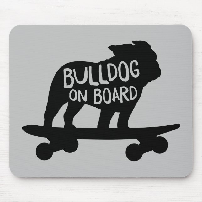 Tapis De Souris Bulldog à bord | Chien de Skateboard Silhouette (Devant)