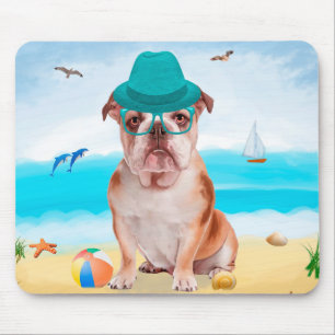 Tapis De Souris Bulldog anglais sur la plage