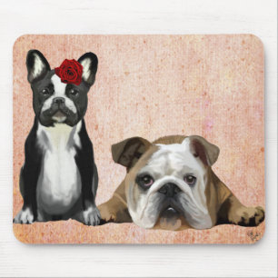 Tapis De Souris Bulldog français et Bulldog anglais