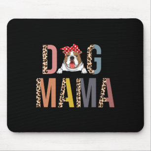Tapis De Souris Bulldog Mama Empreinte de léopard Chien Maman