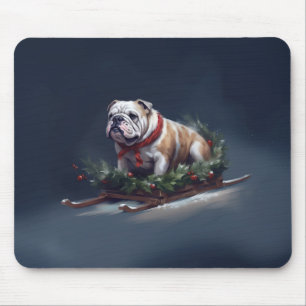 Tapis De Souris Bulldog Noël neige hiver