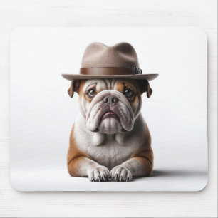 Tapis De Souris Bulldog portant une fedora