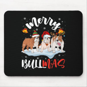 Tapis De Souris Bullmas Fun Père Noël Renne Elfe Bouledogue Noël