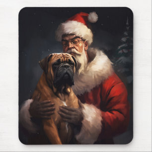 Tapis De Souris Bullmastiff avec Noël Festif du Père Noël