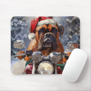 Tapis De Souris Bullmastiff Chien équitation Moto Noël