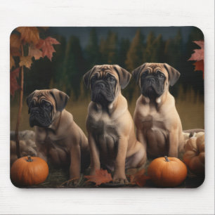 Tapis De Souris Bullmastiff Chiot Automne Citrouille de plaisir