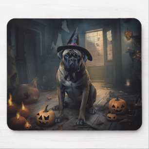 Tapis De Souris Bullmastiff Citrouilles Halloween effrayant