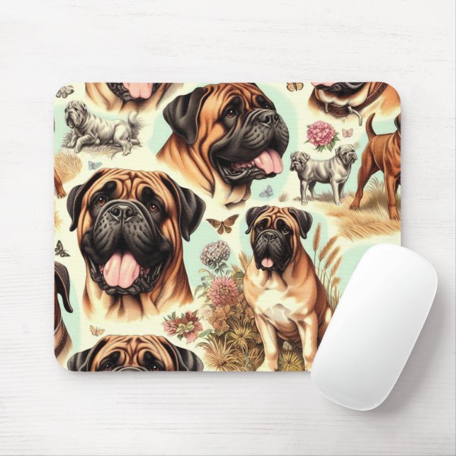 Tapis De Souris Bullmastiff vintage sans chaîne (Avec souris)