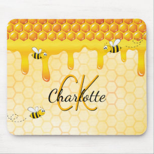 Tapis De Souris Bumble abeilles miel nid d'abeille goutte de miel