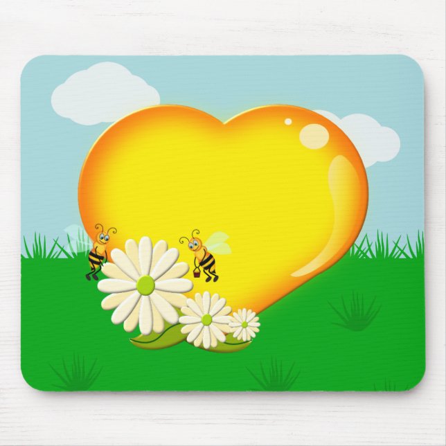 Tapis De Souris Bumble Bees and a Honey Heart (Devant)