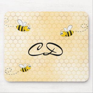 Tapis De Souris Bumble bees cute honeycomb fun humor monogram