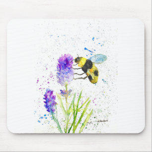 Tapis De Souris Bumblebebe mignonne et fleurs aquarelle