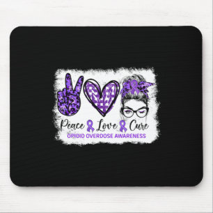 Tapis De Souris Bun Peace Love Cure Purple Ribbon Opioïde Overdose