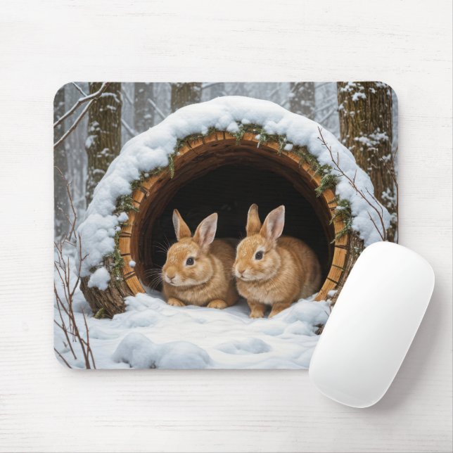 Tapis De Souris Bunnies dans un journal creux (Avec souris)