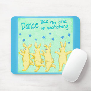 Tapis De Souris Bunnies Danse comme personne ne regarde vert jaune