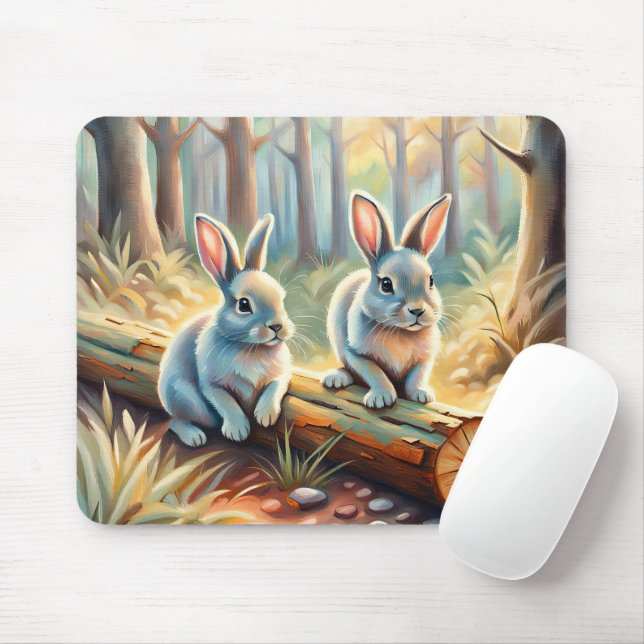 Tapis De Souris Bunnies En Forêt (Avec souris)