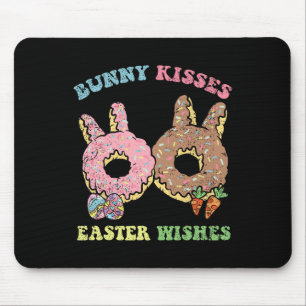 Tapis De Souris Bunny Baisers Pâques Souhaits Lapin Donut chasse a