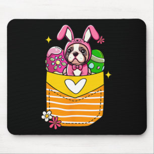 Tapis De Souris Bunny Bouledogue Français Pâques Œufs au Chocolat