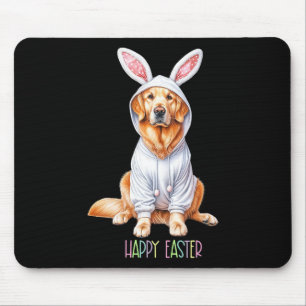 Tapis De Souris Bunny de chien de Pâques Printemps Golden Retrieve