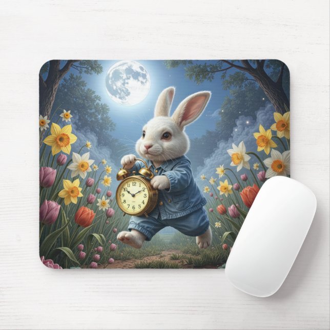 Tapis De Souris Bunny Hopping With an Alarm Clock (Avec souris)