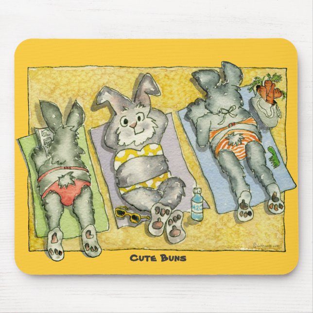 Tapis De Souris Buns mignons (sur la plage) Mousepad (Devant)