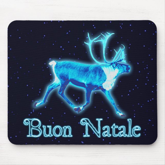 Tapis De Souris Buon Natale - Caribou bleu (rennes) (Devant)
