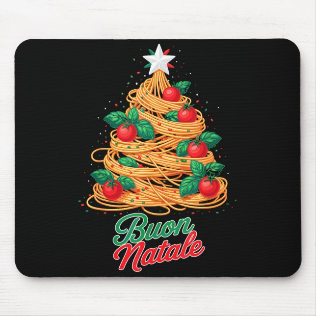 Tapis De Souris Buon Natale Italian Pasta Spaghetti Funny Christma (Devant)