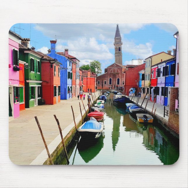 Tapis De Souris Burano, Italie Maisons colorées italiennes & Canal (Devant)