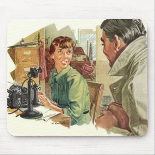 Tapis De Souris Bureau d'affaires vintage, PDG patron et secrétair