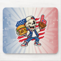 Tapis de souris Burger et Baseball de squelette am