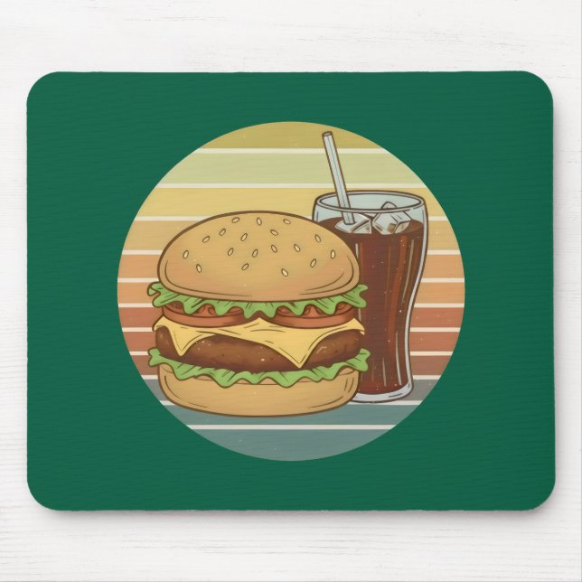 Tapis De Souris Burger et cola rétro. (Devant)
