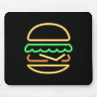 Tapis De Souris Burger Neon - Style D'Un Clic 80s Retro Neon Signa