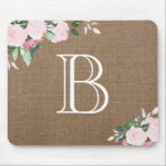 Tapis De Souris Burlap Floral Floroms Monogramme<br><div class="desc"></div>