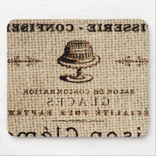 Tapis De Souris burlap scripts shabby chic country cake