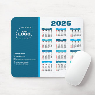 Tapis De Souris Business Logo 2026 Calendar Template Mousepad