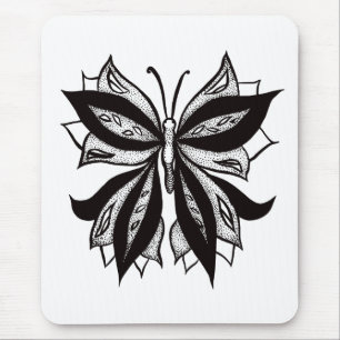 Tapis De Souris Butterfly Black And White Tribal Tattoo