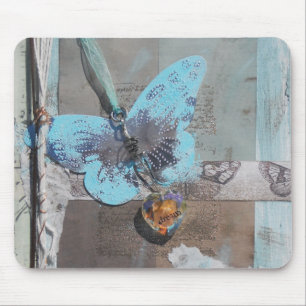 Tapis De Souris Butterfly Boho Chic Blue Heart Dream
