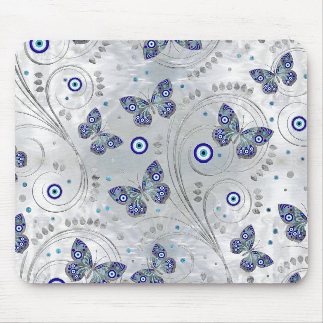 Tapis De Souris Butterfly Evil Eye Pattern on pearl (Devant)
