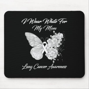 Tapis De Souris Butterfly I Wear White For My Mom Lung Cancer Awar