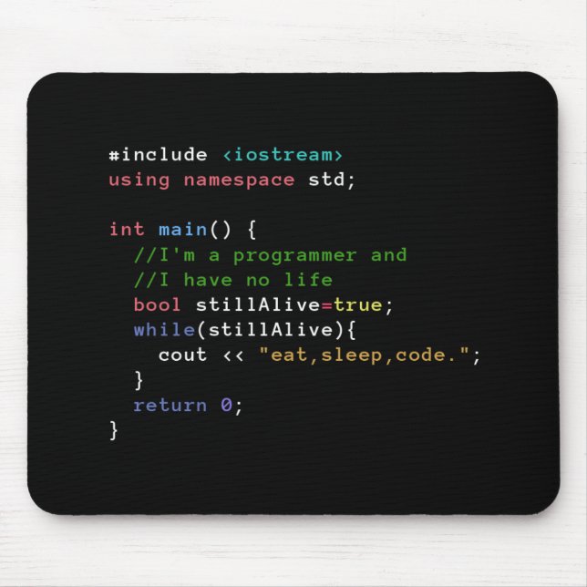 Tapis De Souris C++ La boucle infinie mangent le code Mousepad de (Devant)